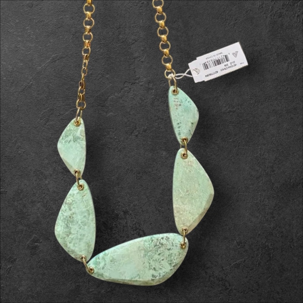 Kendra Scott McKenna Gold Necklace in Sea Green Chrysocolla NWT 3082